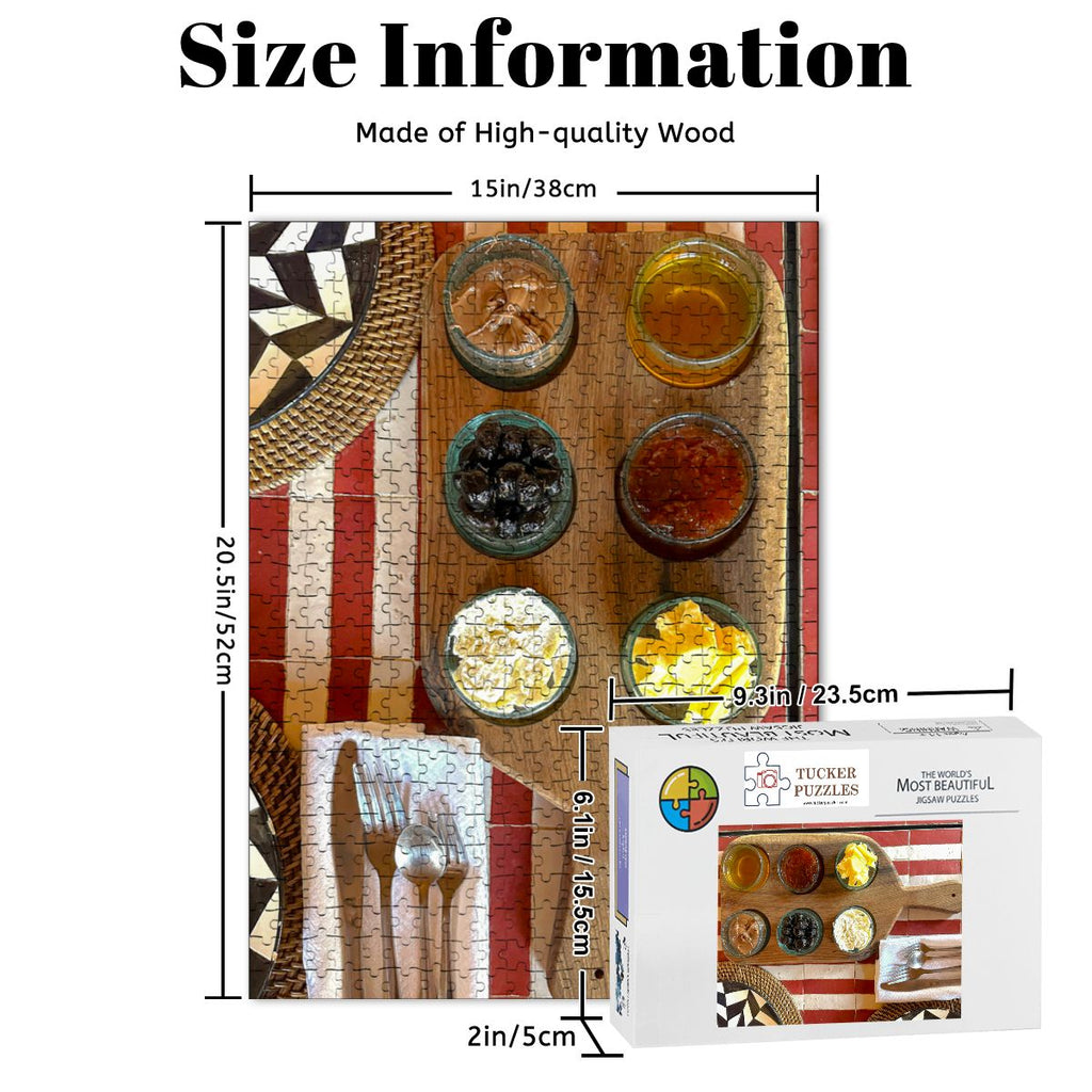 Moroccan Breakfast, Marrakech, Morocco; Wooden Jigsaw Puzzle 500 pcs (Vertical)