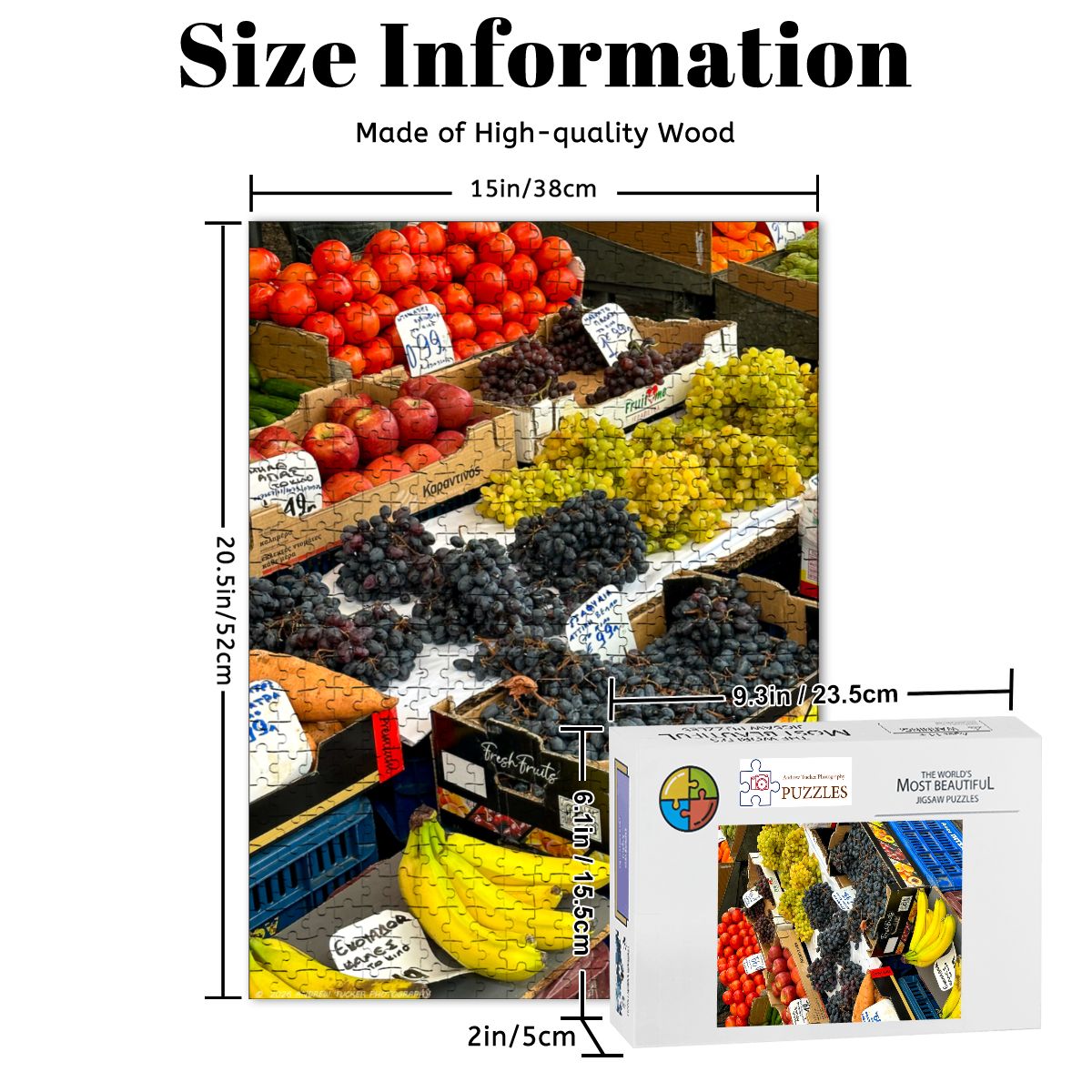 Fruit Market, Athens, Greece; Wooden Jigsaw Puzzles 500 pcs (Vertical)