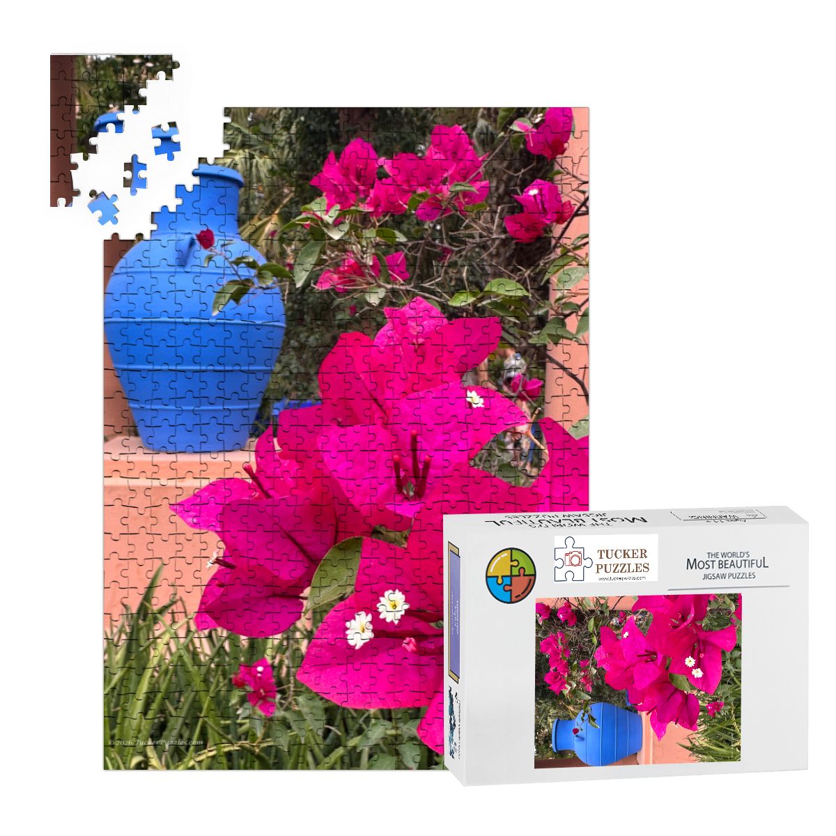 Moroccan Vase & Flowers: Marrakesh, Morocco; Wooden Jigsaw Puzzle 500 pcs (Vertical)