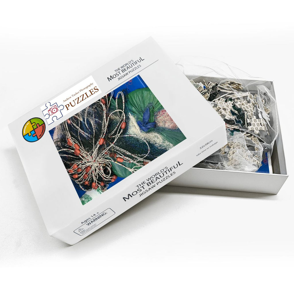 Fishing Nets, Malaysia, 2025; Wooden Jigsaw Puzzles 500 pcs (Vertical)