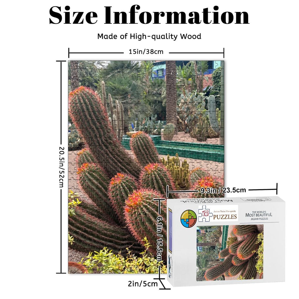 Sonoran Desert Cacti Garden,  Morocco, 2026; Wooden Jigsaw Puzzles 500 pcs (Vertical) Firefly (1) Cacti Morocco1
