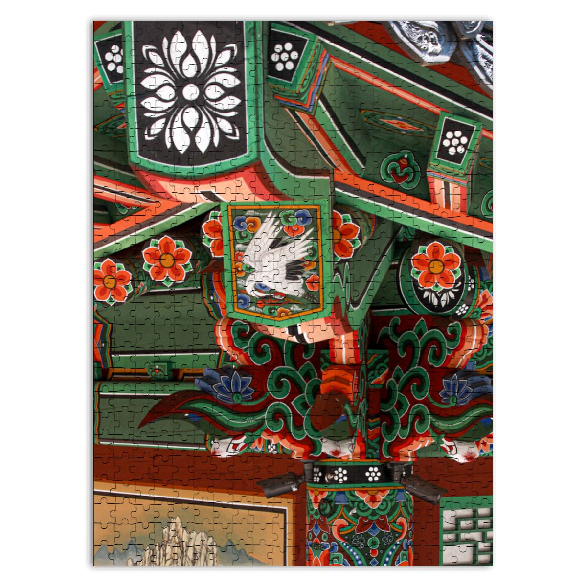 Changgyeonggung Palace Soffit, South Korea; Wooden Jigsaw Puzzle 500 pcs (Vertical)