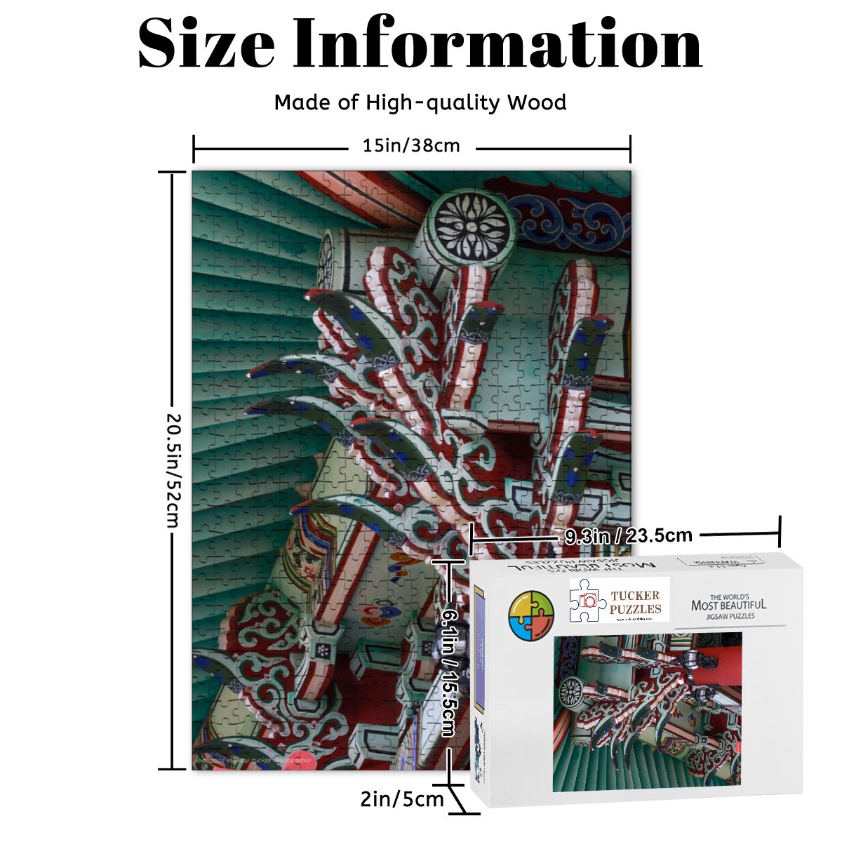 Korean Temple Soffit, South Korea, Wooden Jigsaw Puzzle 500 pcs (Vertical)