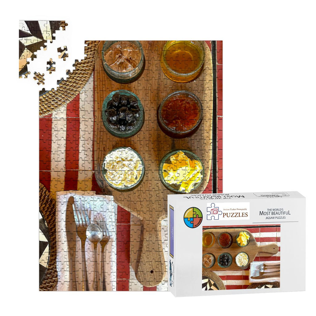 Moroccan Breakfast, Marrakech, Morocco, 2026; Wooden Jigsaw Puzzles 500 pcs (Vertical) IMG68701