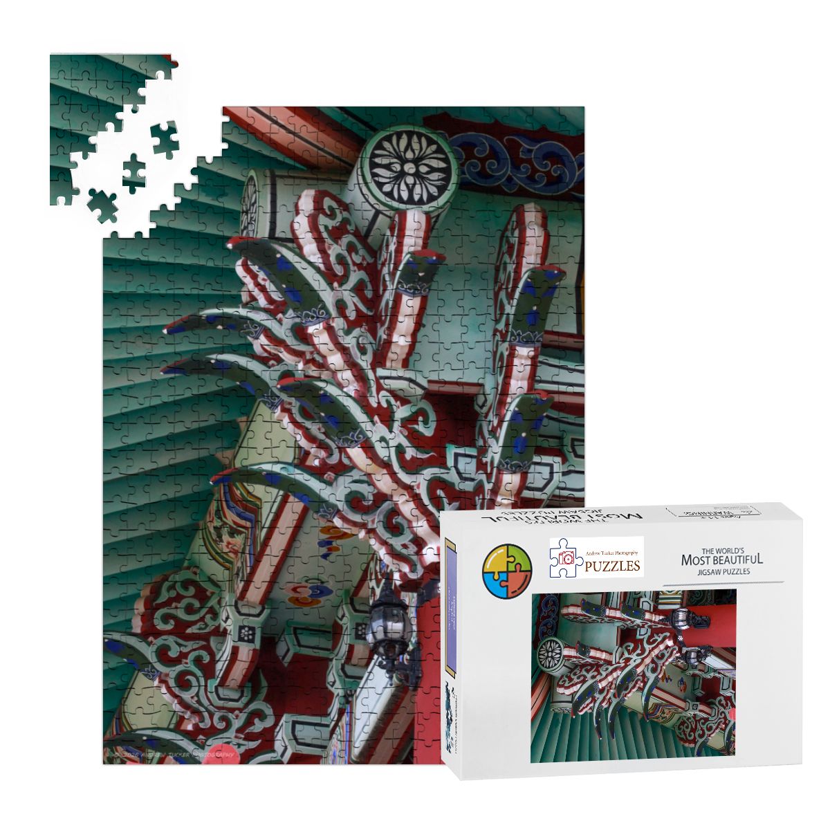 Korean Temple Soffit 2, South Korea, Wooden Jigsaw Puzzles 500 pcs (Vertical)