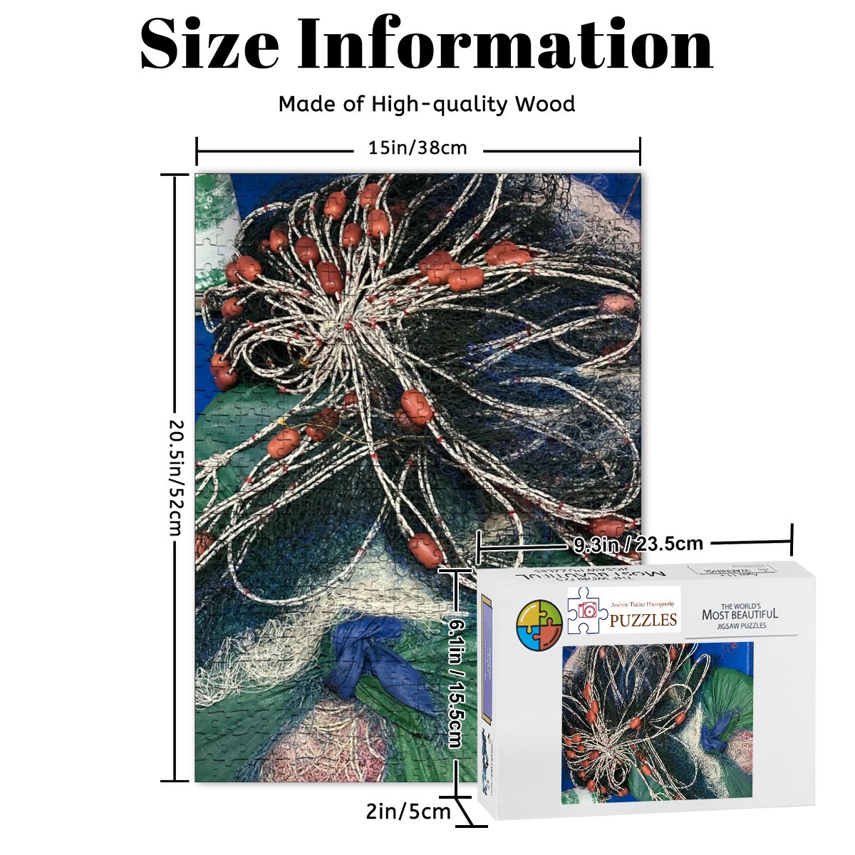 Fishing Nets, Malaysia, 2025; Wooden Jigsaw Puzzles 500 pcs (Vertical)