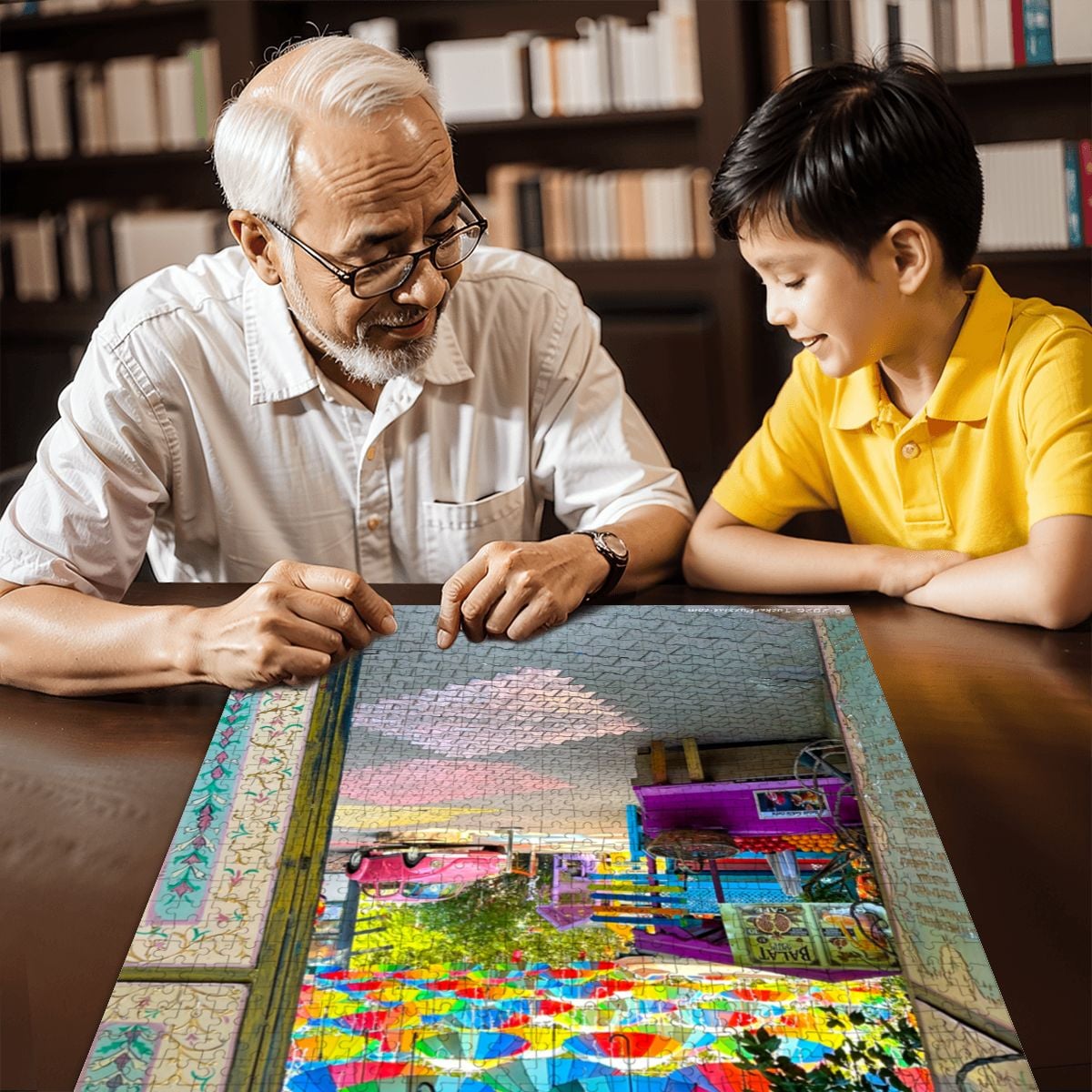 Cafe Fener-Balat, Istanbul Wooden Jigsaw Puzzle 1000 pcs (Vertical)