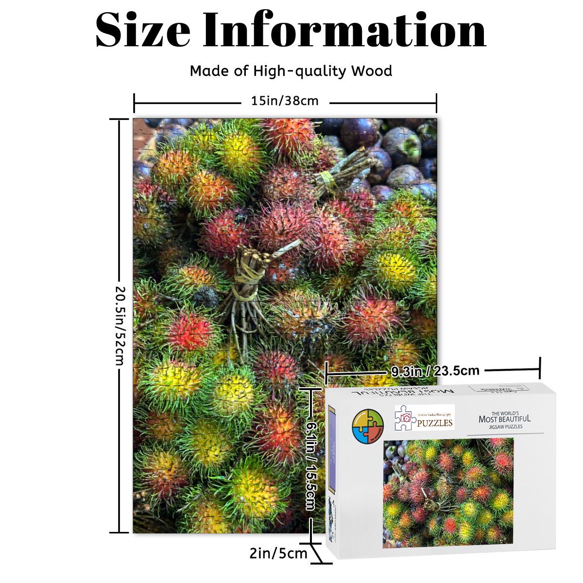 Rambutan, Kuala Lumpur, Malaysia; Wooden Jigsaw Puzzles 500 pcs (Vertical)