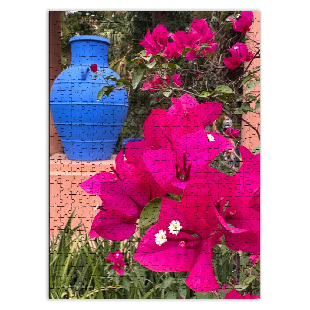 Moroccan Vase & Flowers: Marrakesh, Morocco; Wooden Jigsaw Puzzle 500 pcs (Vertical)