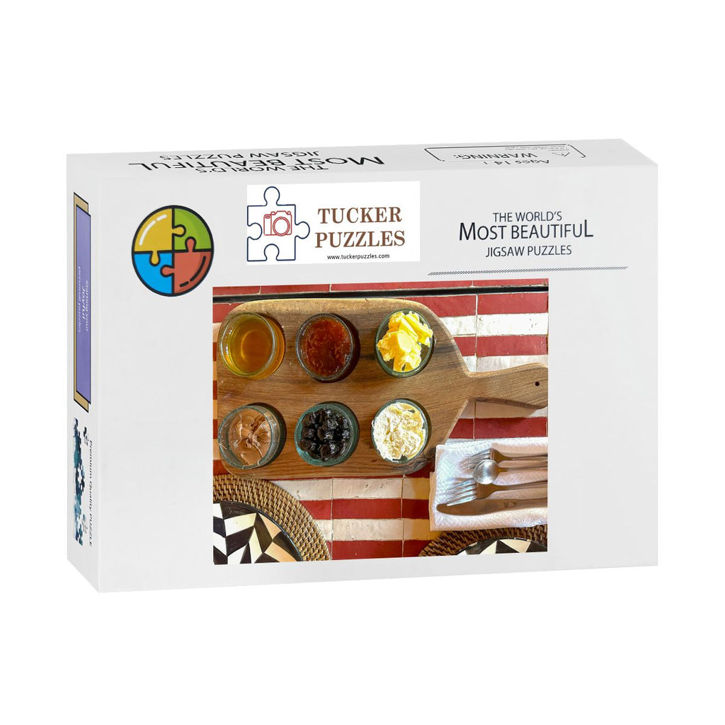 Moroccan Breakfast, Marrakech, Morocco; Wooden Jigsaw Puzzle 500 pcs (Vertical)