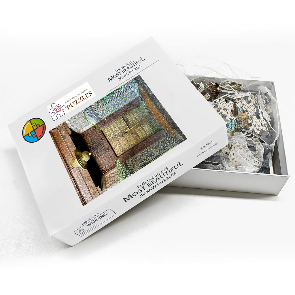 Doorway, Medina, Marrakesh, MOROCCO; 2025; Wooden Jigsaw Puzzles 500 pcs (Vertical)