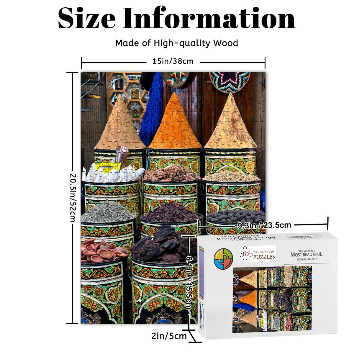Herbs and Spices, Marrakesh, Morocco; Wooden Jigsaw Puzzles 500 pcs (Vertical), FREE SHIPPING!