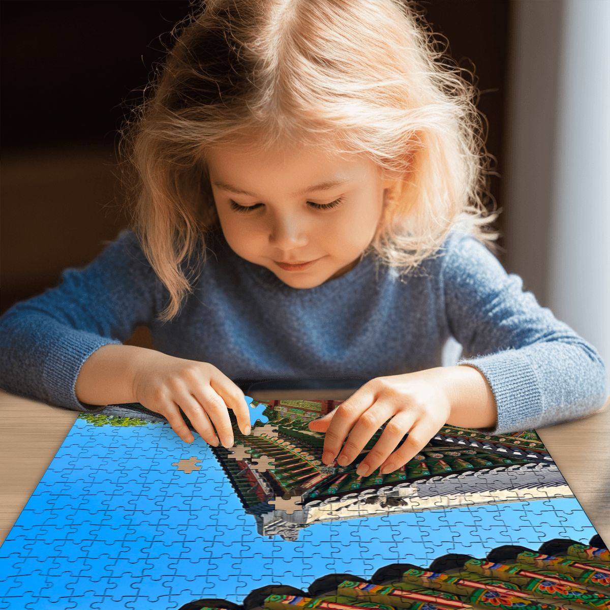 Changdeokgung Temple Eave, South Korea; Wooden Jigsaw Puzzle 500 pcs (Vertical)