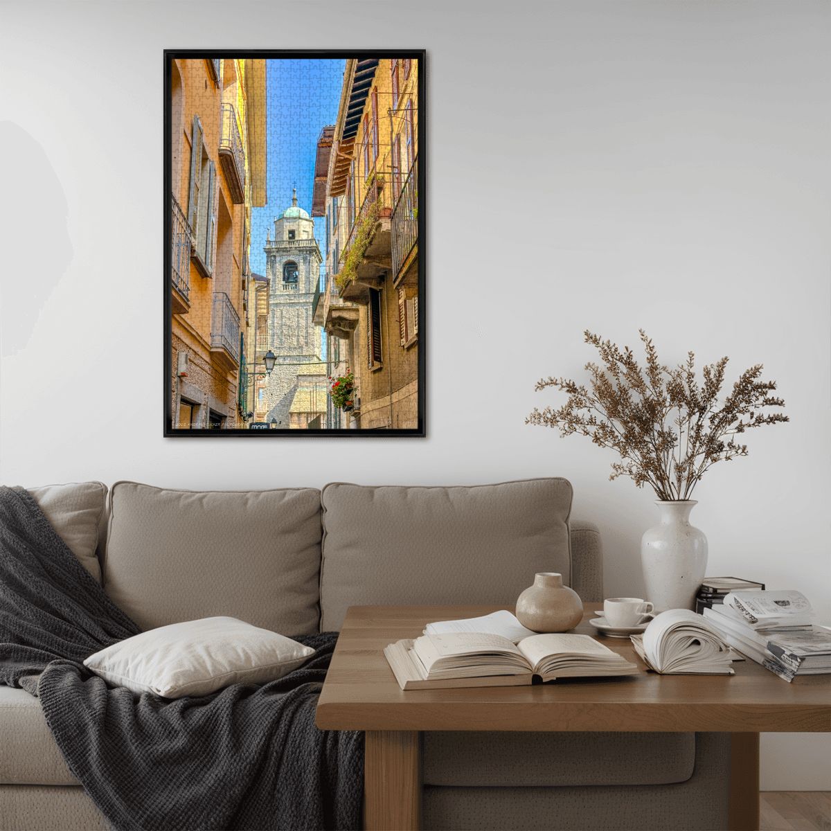 San Giacomo Bell Tower, Bellagio, Italy; Wooden Jigsaw Puzzles 1000 pcs (Vertical)