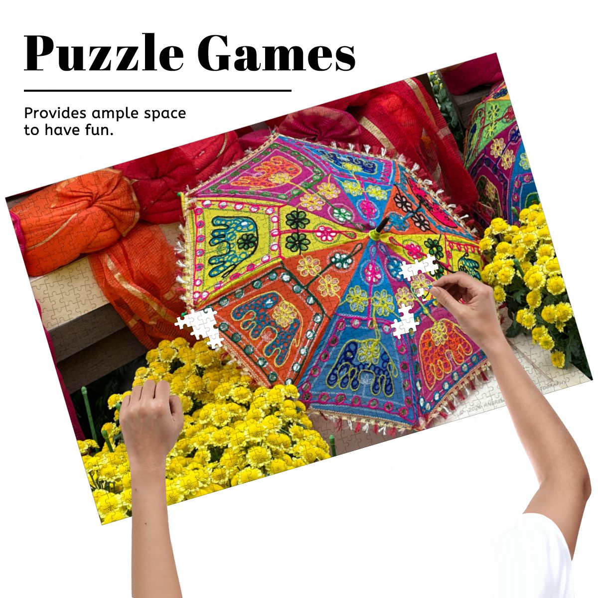 Umbrella Fantasy II, Singapore; Wooden Jigsaw Puzzle 1000 pcs (Horizontal)