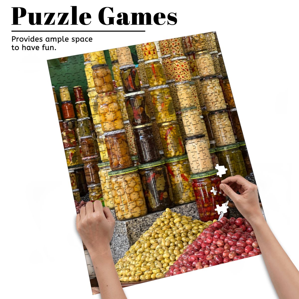 Medina Market, Marrakesh, Morocco; 2025 Wooden Jigsaw Puzzles 500 pcs (Vertical)