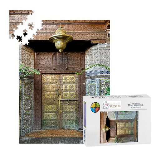 Doorway, Medina, Marrakesh, MOROCCO; 2025; Wooden Jigsaw Puzzles 500 pcs (Vertical)