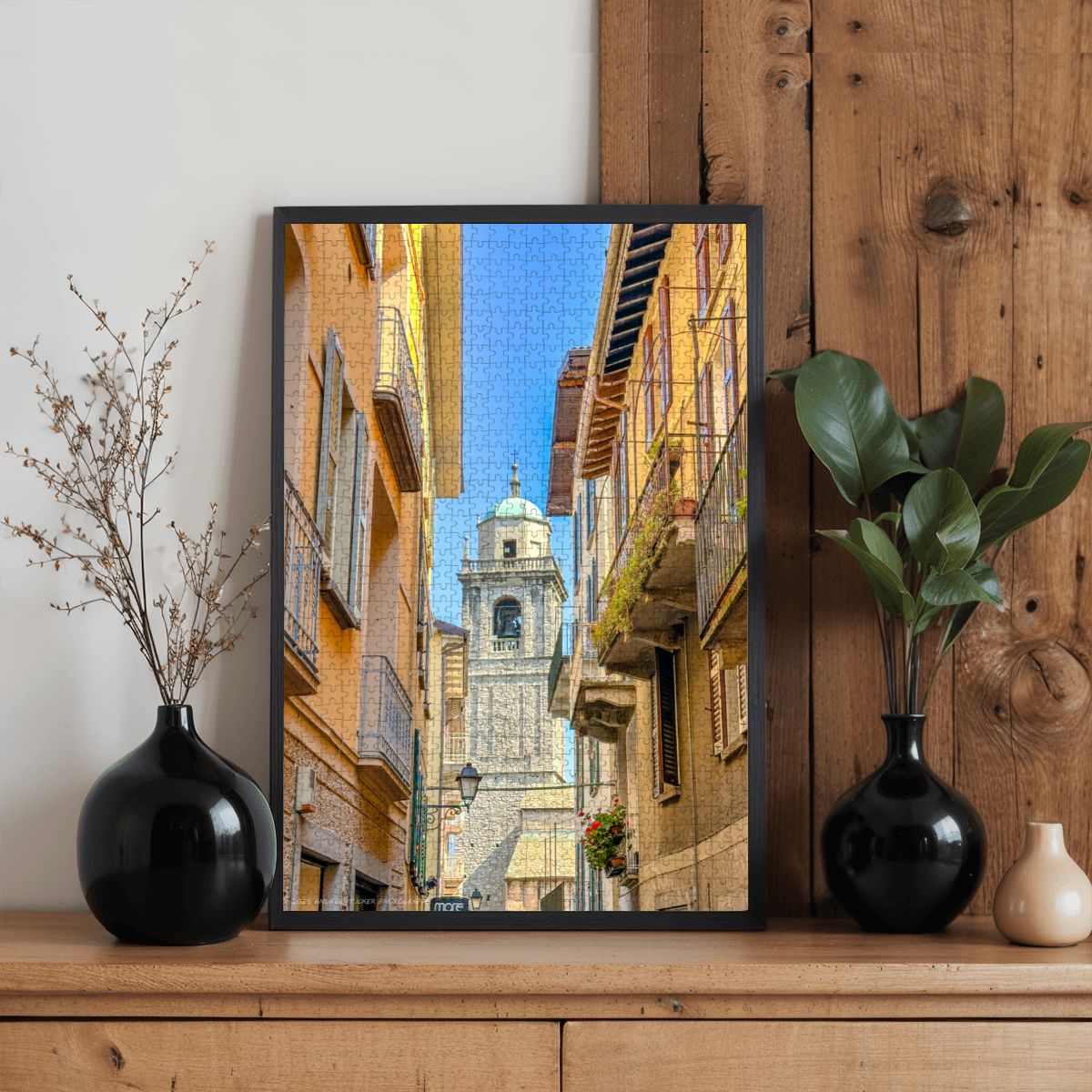 San Giacomo Bell Tower, Bellagio, Italy; Wooden Jigsaw Puzzles 1000 pcs (Vertical)