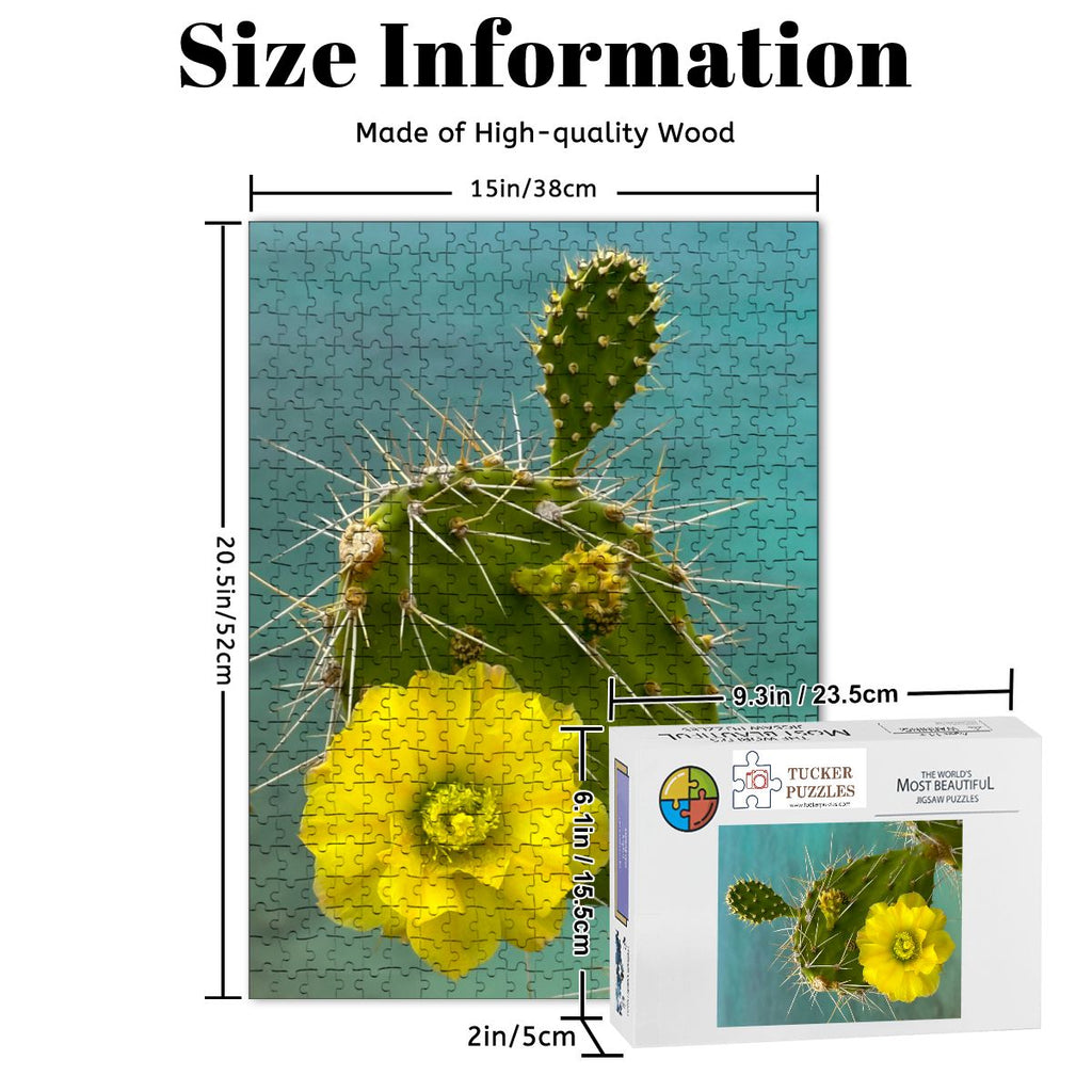 Prickly Pear in Bloom, Curacao; Wooden Jigsaw Puzzle 500 pcs (Vertical)