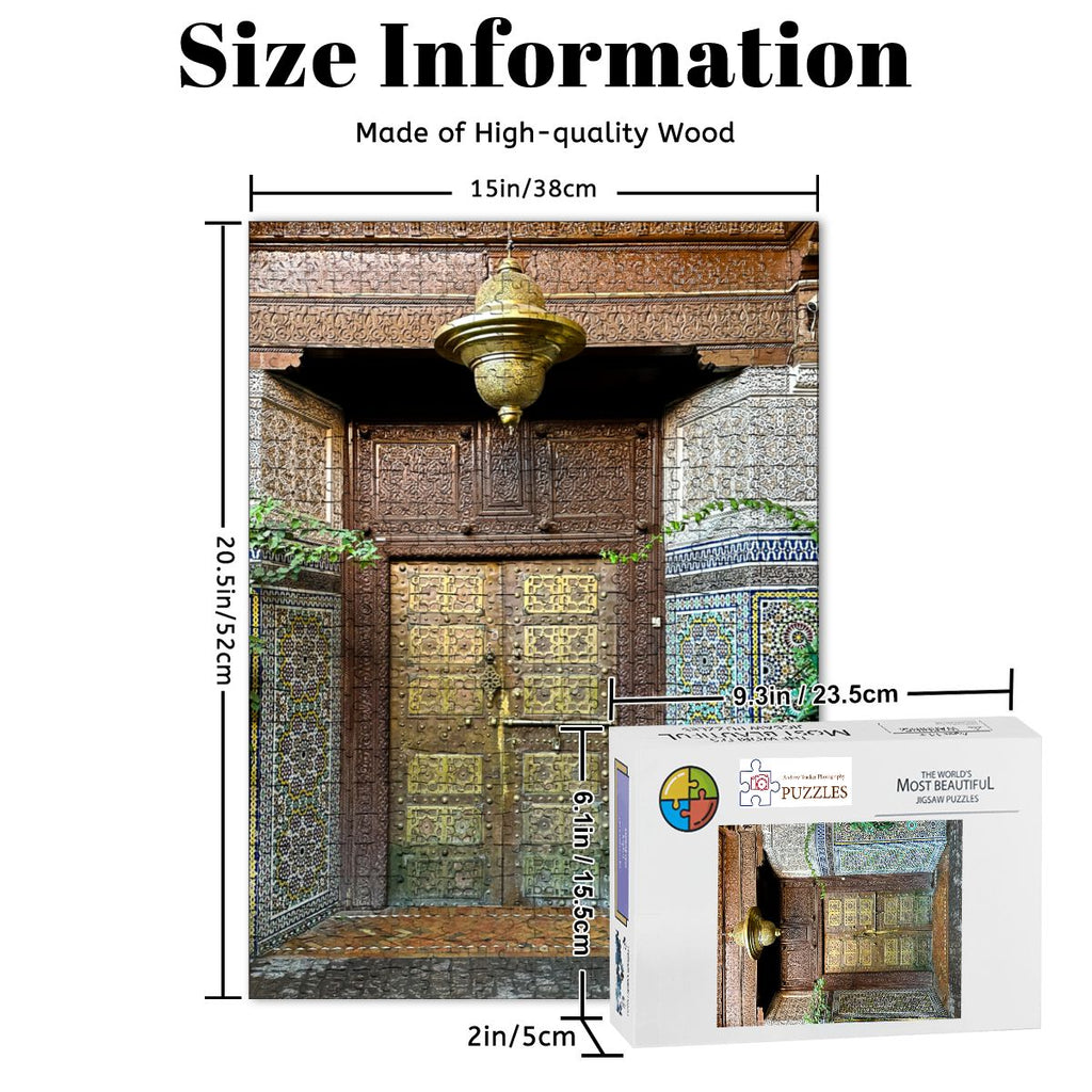 Doorway, Medina, Marrakesh, MOROCCO; 2025; Wooden Jigsaw Puzzles 500 pcs (Vertical)