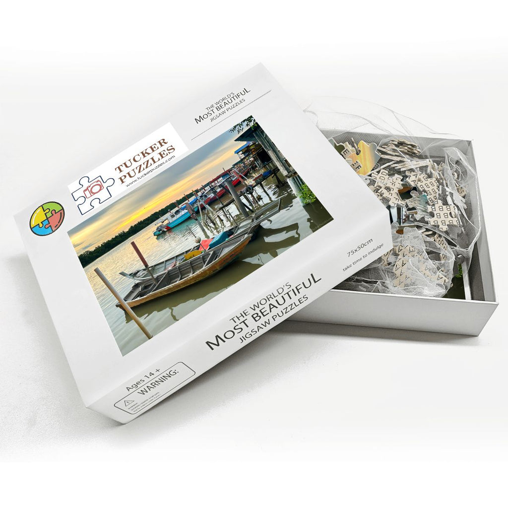 Malaysian Fishing Village: Wooden Jigsaw Puzzle 1000 pcs (Horizontal)