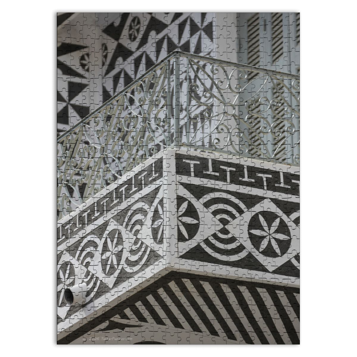 Pyrgi Village Balcony, Chios, Greece; Wooden Jigsaw Puzzles 500 pcs (Vertical)